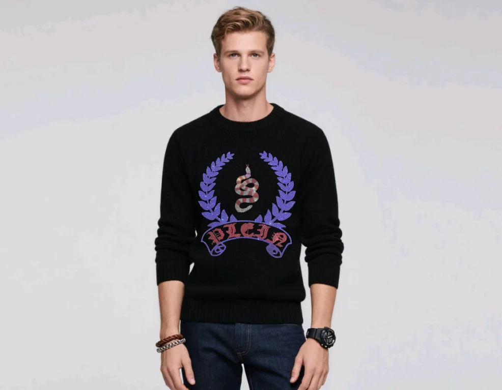 

Trendy Brand Men Sweaters Glittering Rhinestone-Adorned Designer Men Sweaters Ideal for Fall & Winter Seasons
