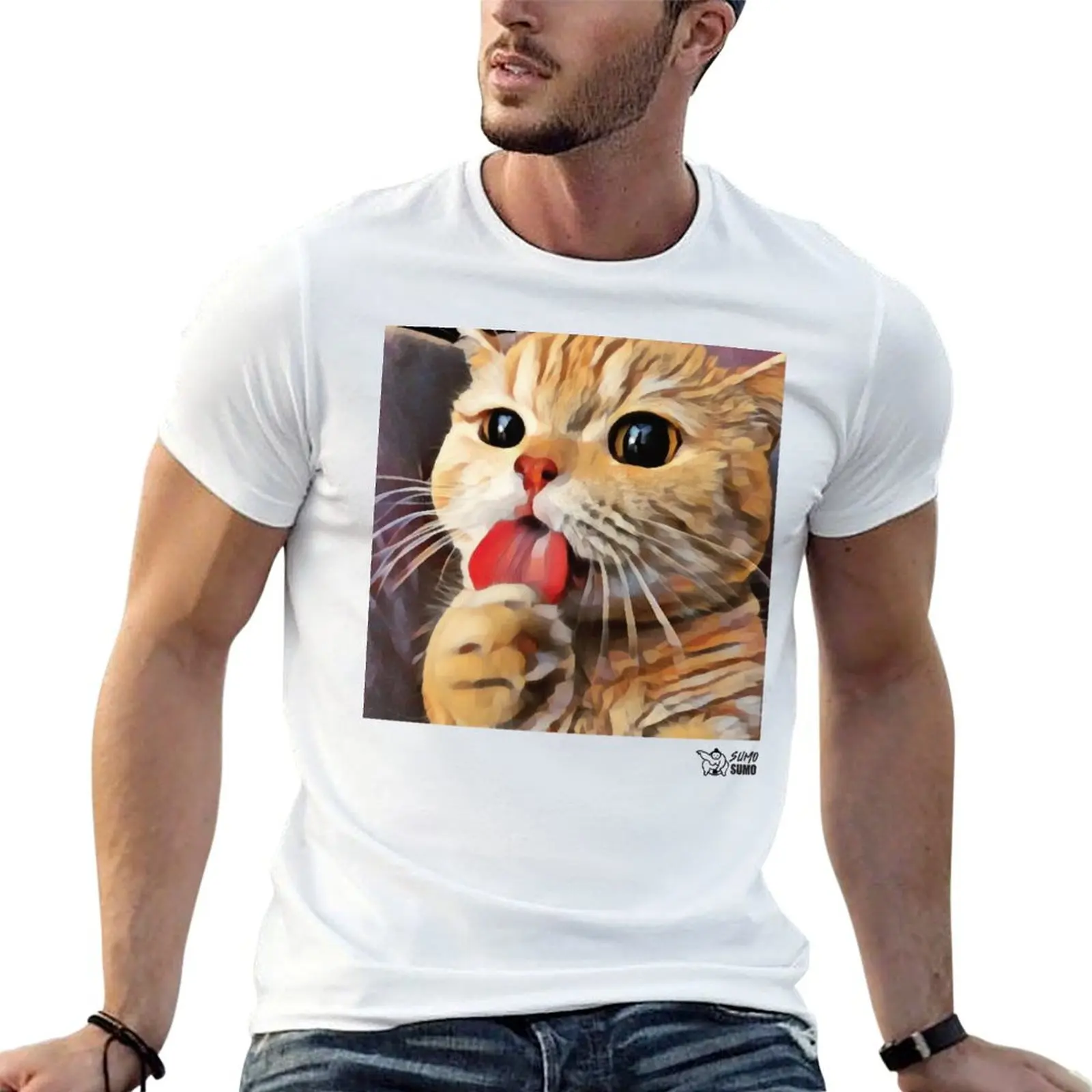 

t shirts t shirts mens Cat Sumo - cotton dada funny graphic style T-Shirt Yumyum
