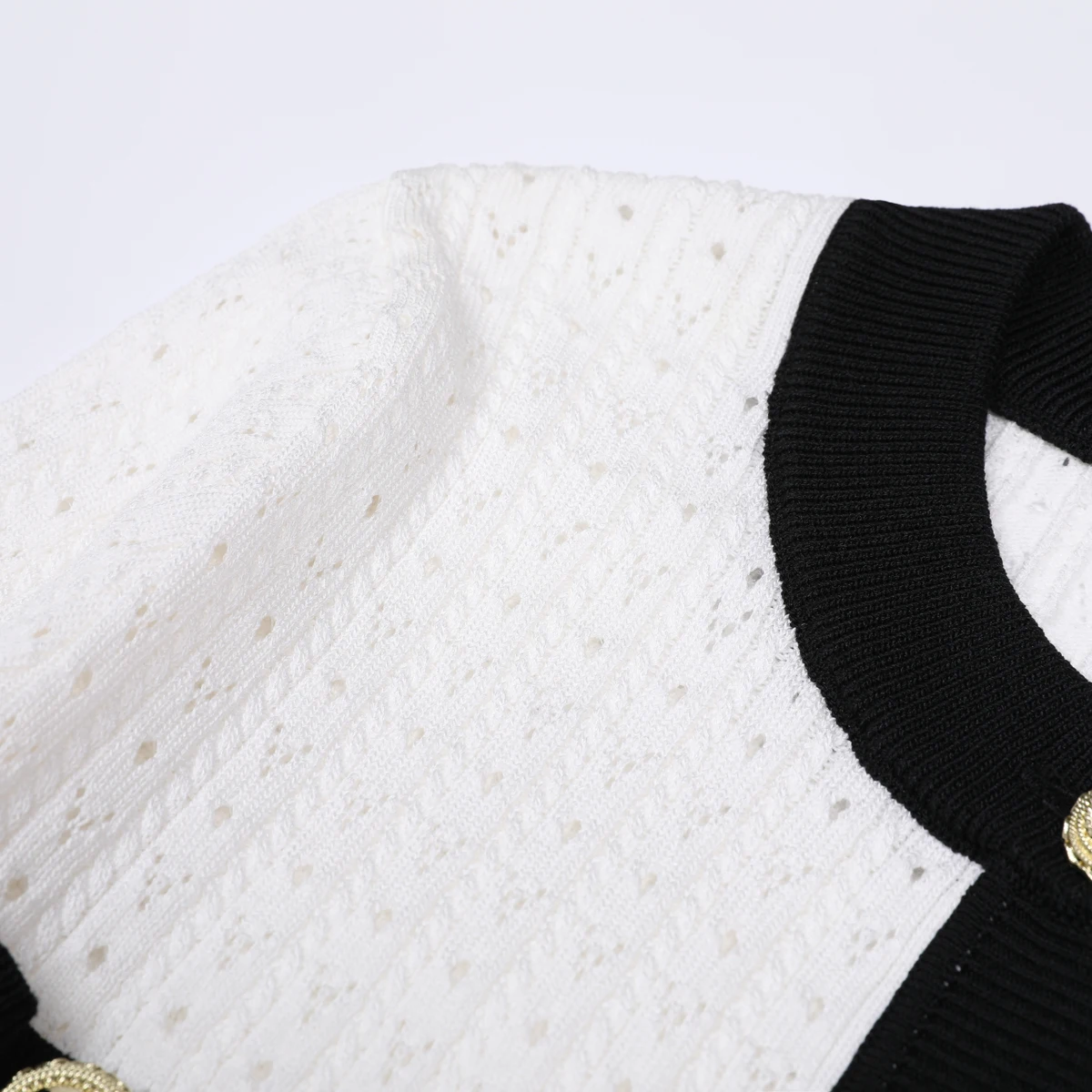 High Quality Autumn New Item Color Blocked Round Neck Lotus Leaf Lace Knitted Elastic Versatile Long Sleeved Women's Dress