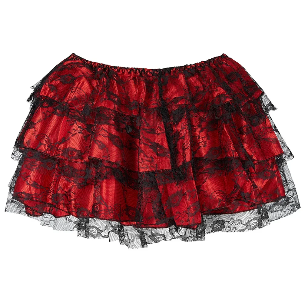 Women Sexy Floral Lace Mesh Skirt Showgirl Party Fashion Dance Skirts Layered Ruffled Skirt Match Corset Vintage Style image 6