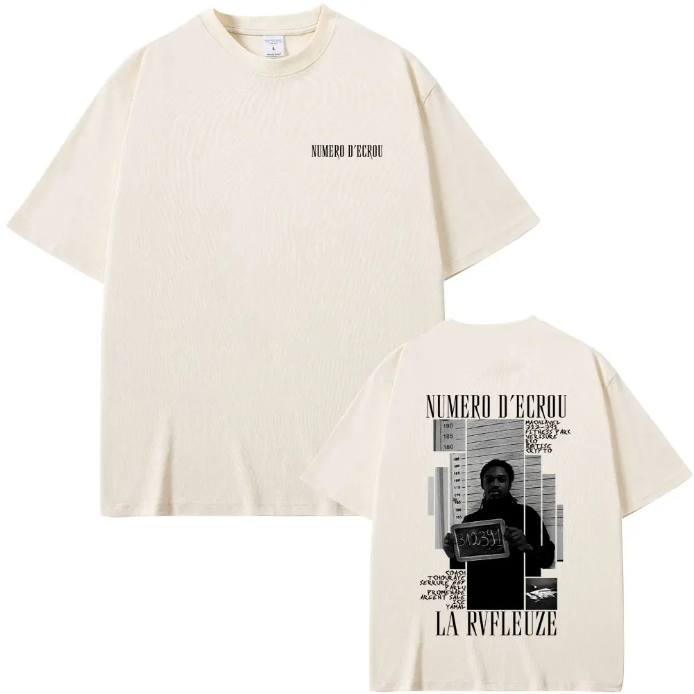 Rapper La Rvfleuze Numero D'ecrou Album Graphic T-shirt Men Hip Hop Fashion Pop Music T-shirts Male Casual Retro Cotton T Shirts