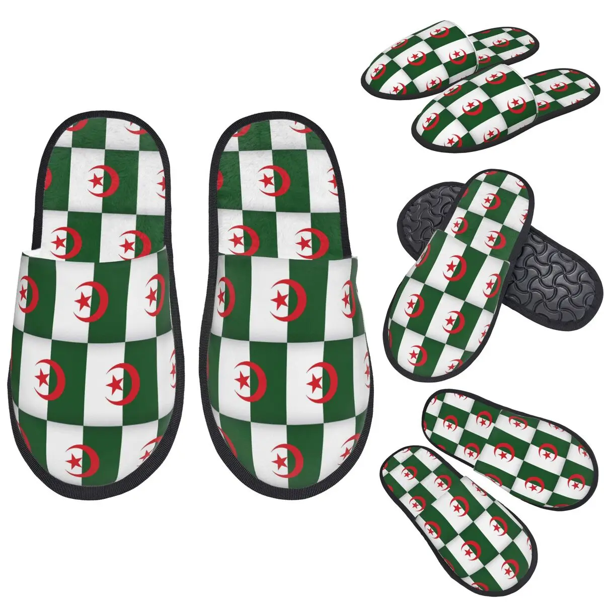 

Тапочки с официальным флагом Алжира на заказ, теплые мягкие женские домашние тапочки из пены с эффектом памяти, уютная обувь для спальни