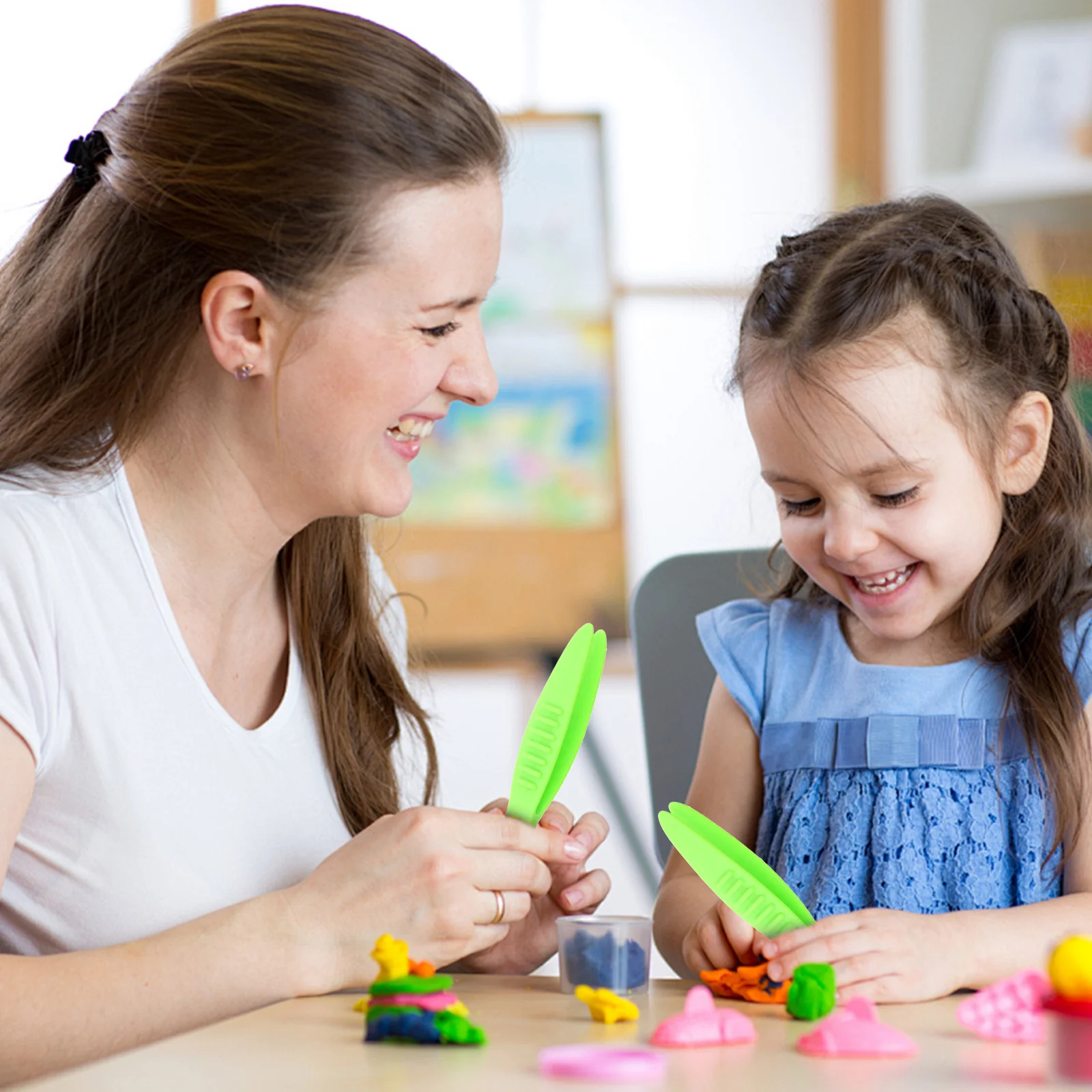 유치원 학습 활동을위한 10pcs 핀셋 안전한 공예 구슬 파충류 먹이 공급 과학 실험 도구 플라스틱