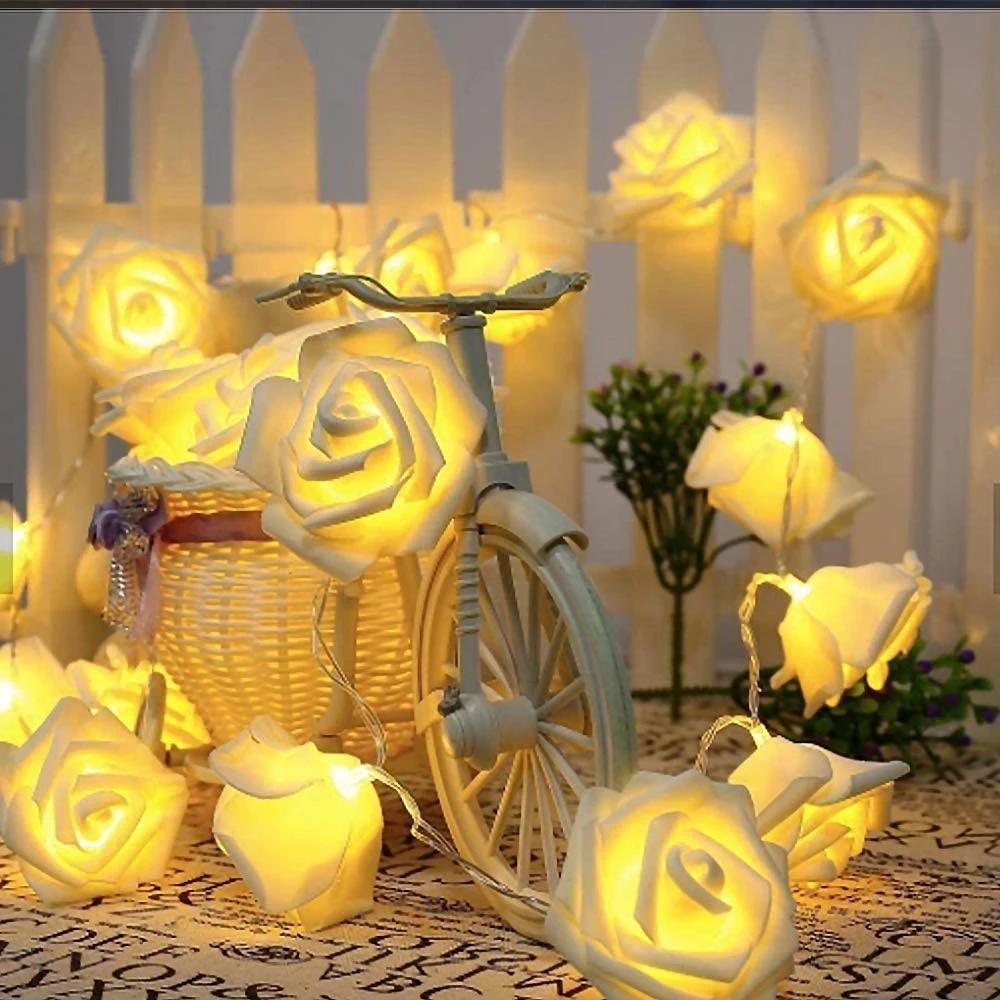 

LED Rose Flower String Lights 6.6 ft 20 LEDs Battery Operated Indoor Outdoor DIY Lights Decorations for Mother's Day Valentine's