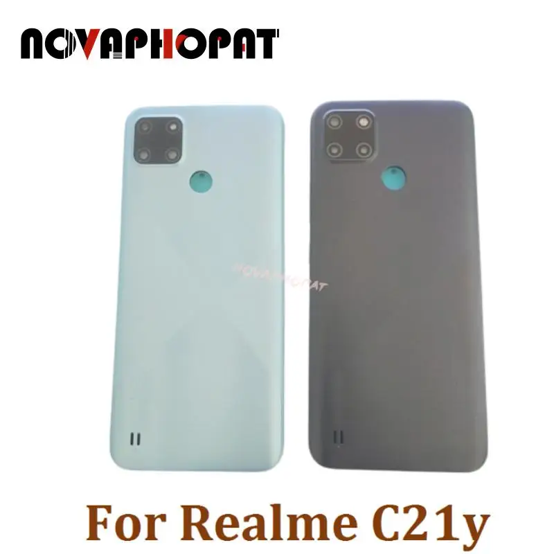 Novaphopat For Realme C21y Battery Cover Back Rear Door Housing Case Back Cover With Camera Glass Lens and Side Key Button