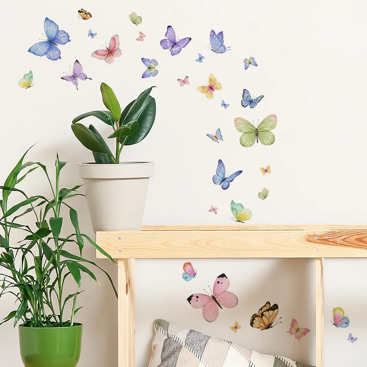 colorful Butterflies Background sticker Removable Mural Wall Stickers for Home Room Bedroom Decoration for Girls Stickers Kids