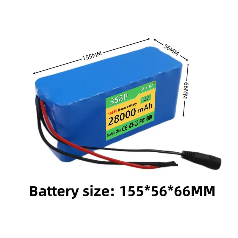 3s8p 12V 28Ah Battery Pack 18650 Lithium Ion 12V 28000mAh DC12.6V Super Large Capacity Rechargeable Battery with BMS