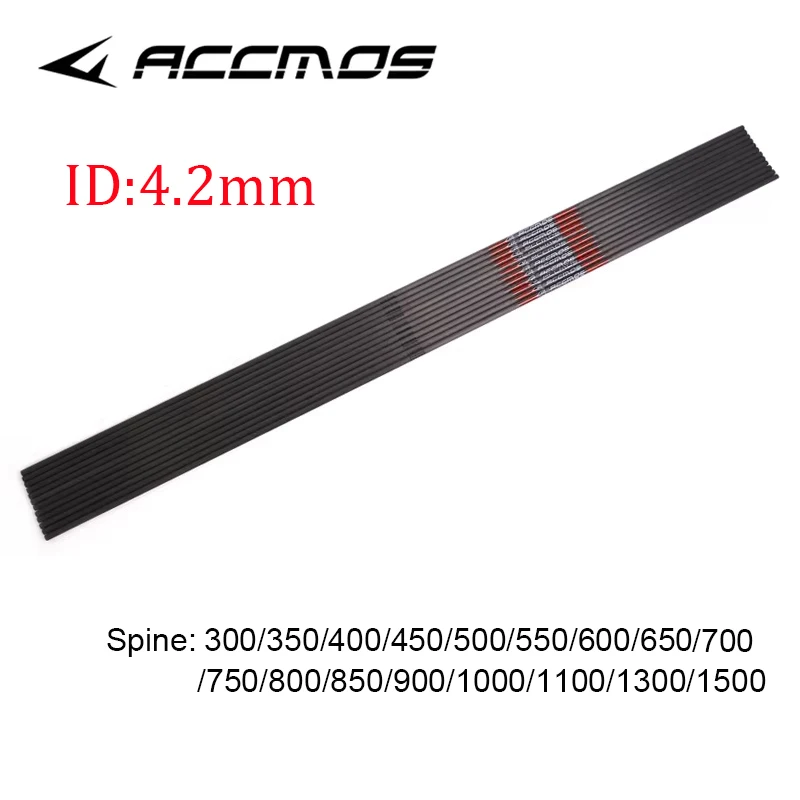 Straightness 0.001 ID 4.2mm Pure Carbon Arrow Shaft  Spine 300/400/500/600/700/800/900/1000/1100/1300/1500 Archery Accessory