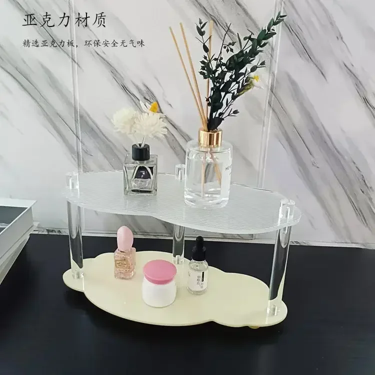 Ins Cloud Acrylic Display Shelf Desktop Display 2 Layer Aromatherapy Cups Cosmetic Perfume Display Shelf Cup Storage Shelf