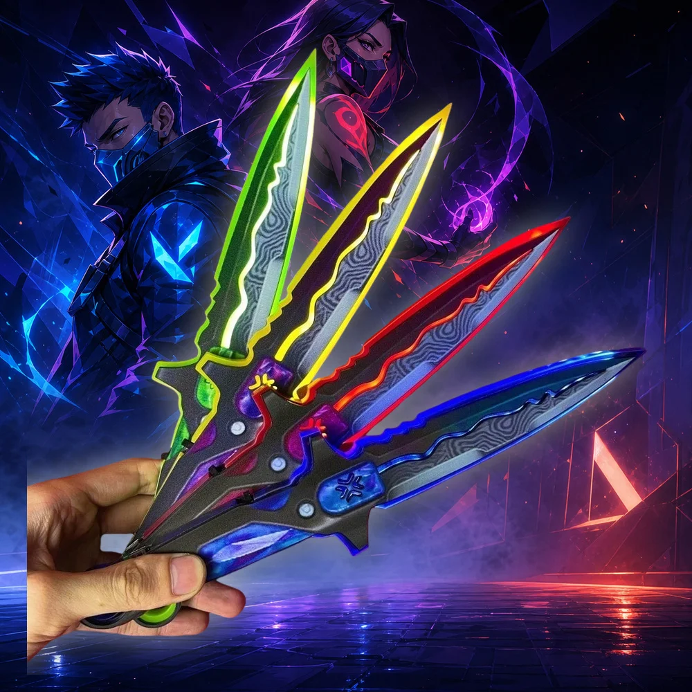 11.8inch 30cm Tactical Knife Valorant LED Light Up Glowing Acrylic Blade Game Anime Cosplay Prop 4pcs Set Real Size Otaku Collectible Gift Toy Display Luminous Trainer Camping Outdoor Folding Knife Sabre Schwert Blade
