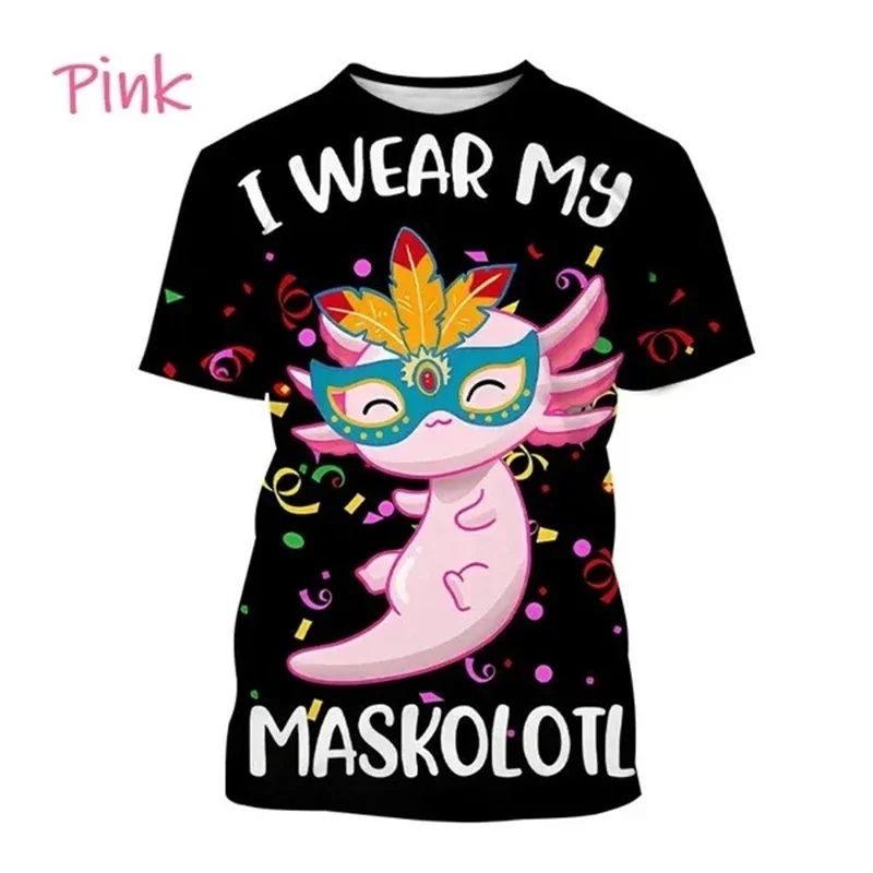 Camiseta con estampado 3D de Animal Axolotl para hombre, ropa de manga corta con gráfico de Pogona, Vitticeps, Cynops, Harajuku, novedad de verano