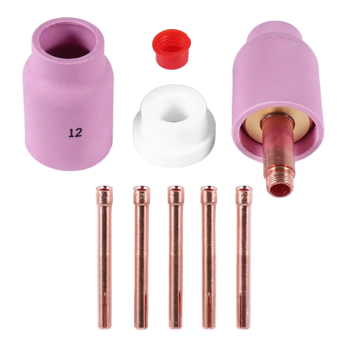 9Pcs TIG Welding Torch Large Long Gas Lens & Alumina Cup for WP17 WP18 WP26 TIG Collet Bodies Spares Kit Accessories