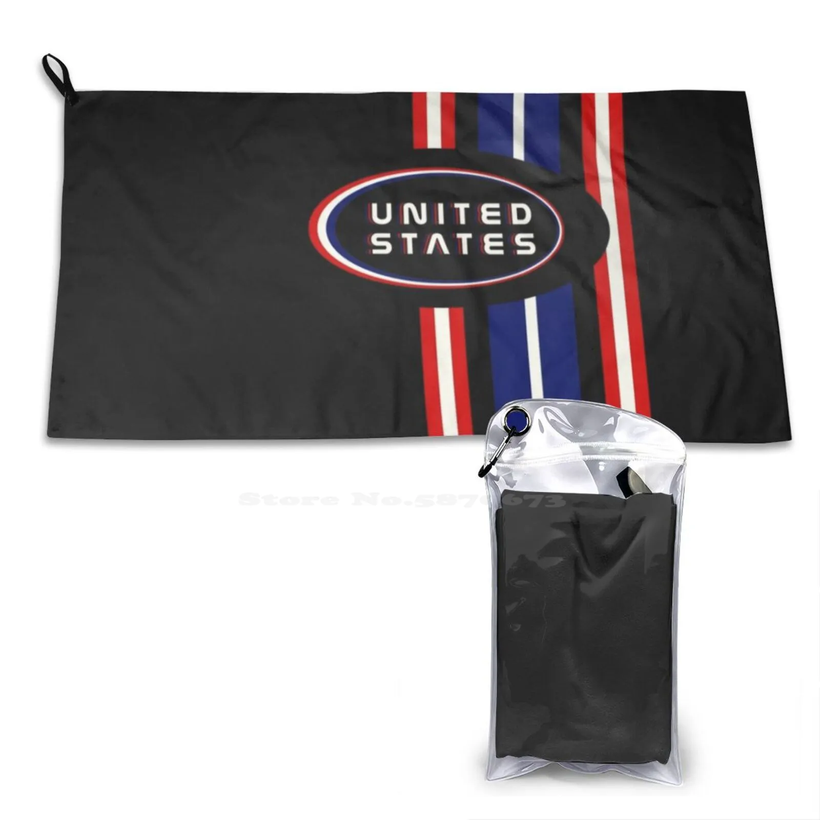 United States Racing Stripes No. 2 Sport Towels Outdoor Hiking Cycling Swimming Retro Vintage Old School Car Racing Muscle