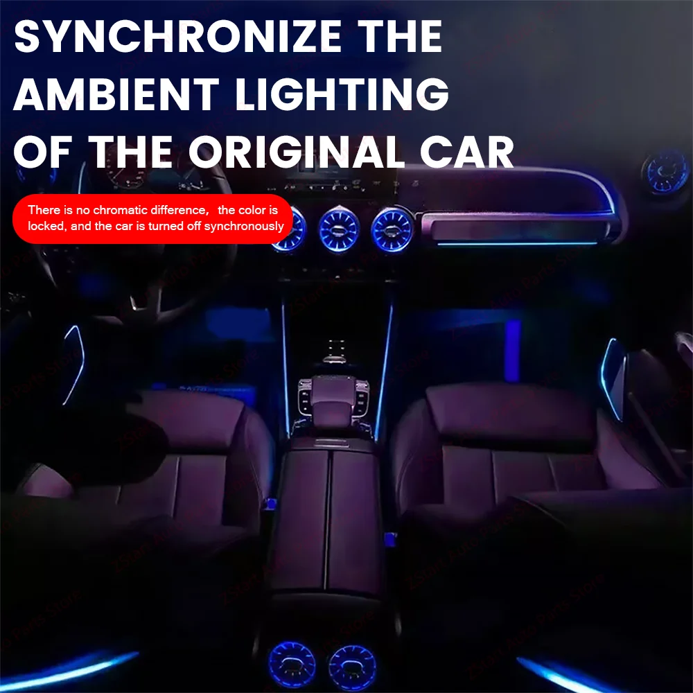 Auto-Umgebungslicht für Mercedes-Benz W177 W118 W246 CLA, 64 Farben, LED-beleuchtete Atmosphäre, Umgebungslicht, fortschrittlicher Luftauslass