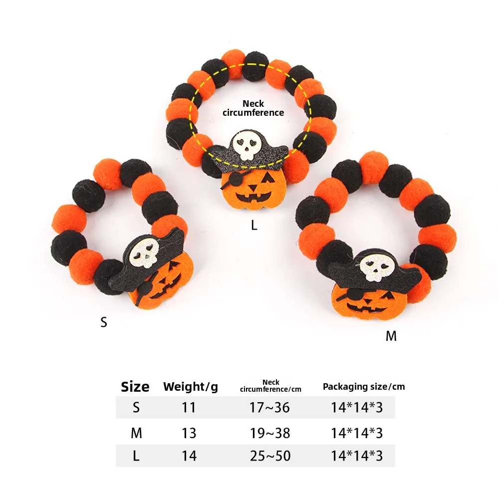 Immagine 3: Collare per Animali Domestici per Halloween con Ciondolo a Forma di Zucca Fantasiosa, Corda Elastica e Pompon Soffici in Materiale Peloso per Cani e Gatti