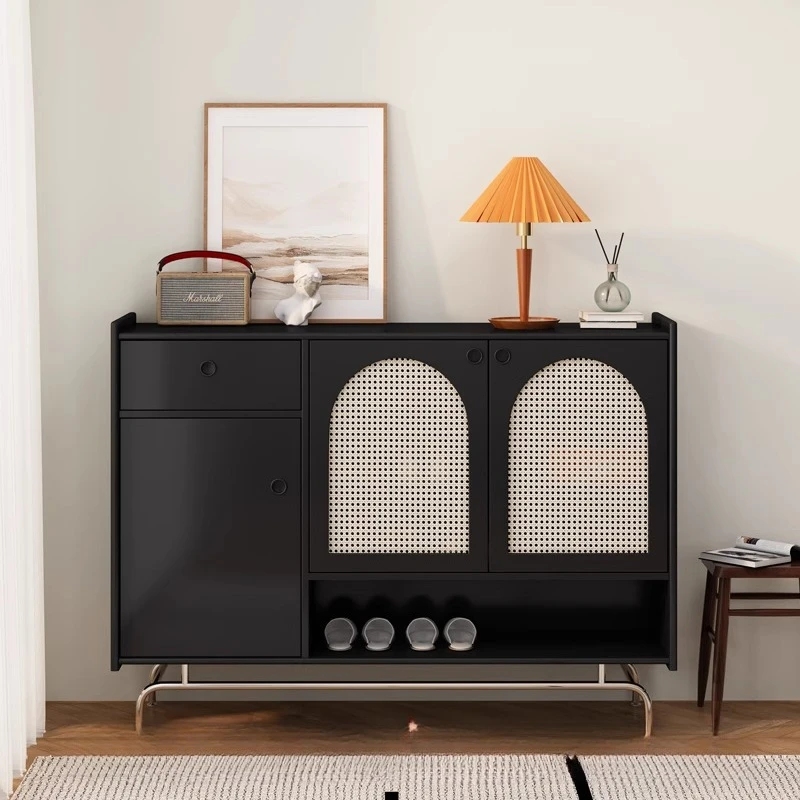 

Nordic solid wood rattan shoe cabinet, simple modern living room entrance foyer, entrance cabinet, storage cabinet