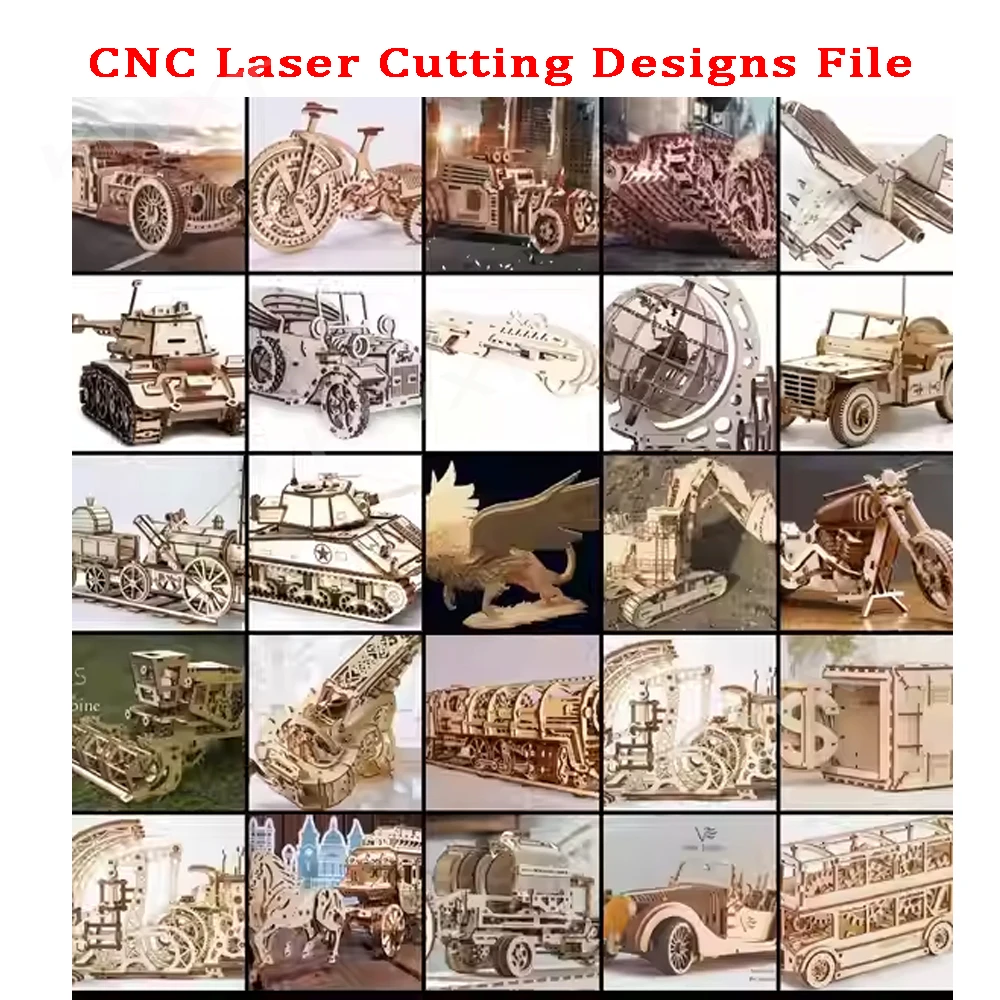 80+ Transportation Boutique 3D Laser Cutting Model (with Assembly Instructions) for Laser Cutting Toy 2D DXF Files Collection