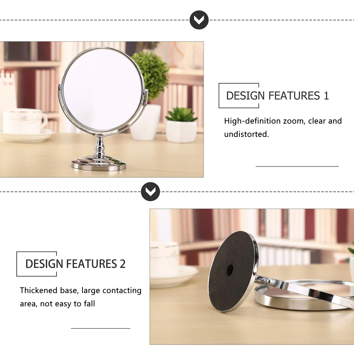 Drehbarer Stand-Up-Spiegel aus Metall und Glas, exquisites Design für den täglichen Gebrauch, Schlafzimmer, Badezimmer, Schreibtisch, Make-up-Spiegel, persönliche Make-up-Spiegel