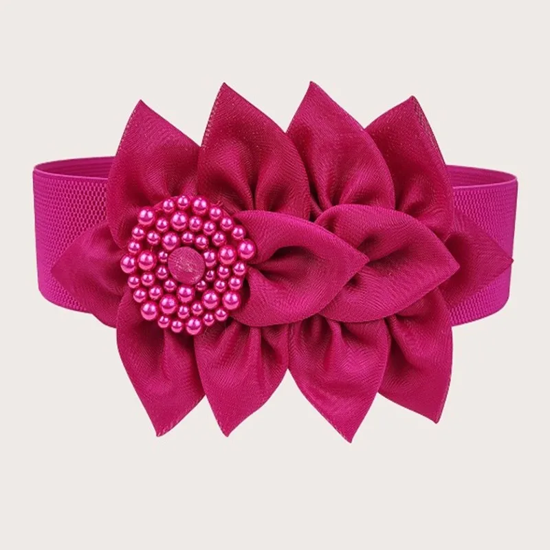 Suitable For Waist 62- 72cm Elastic Belt Women Korean Style Large Flower Decorative Fashionable Wide Seal Dress Accessories matc