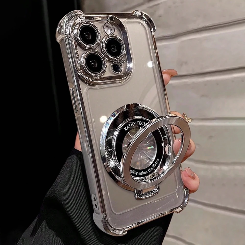 Anti-Drop Luxury Electroplated Case for iPhone with Ring Holder