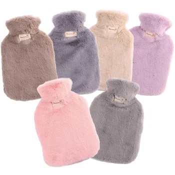 2L Hot Water Bag Protective Case Winter Removable Plush Cover Cold-proof Warm Faux Fur Fleece Cover Heat Preservation Covers
