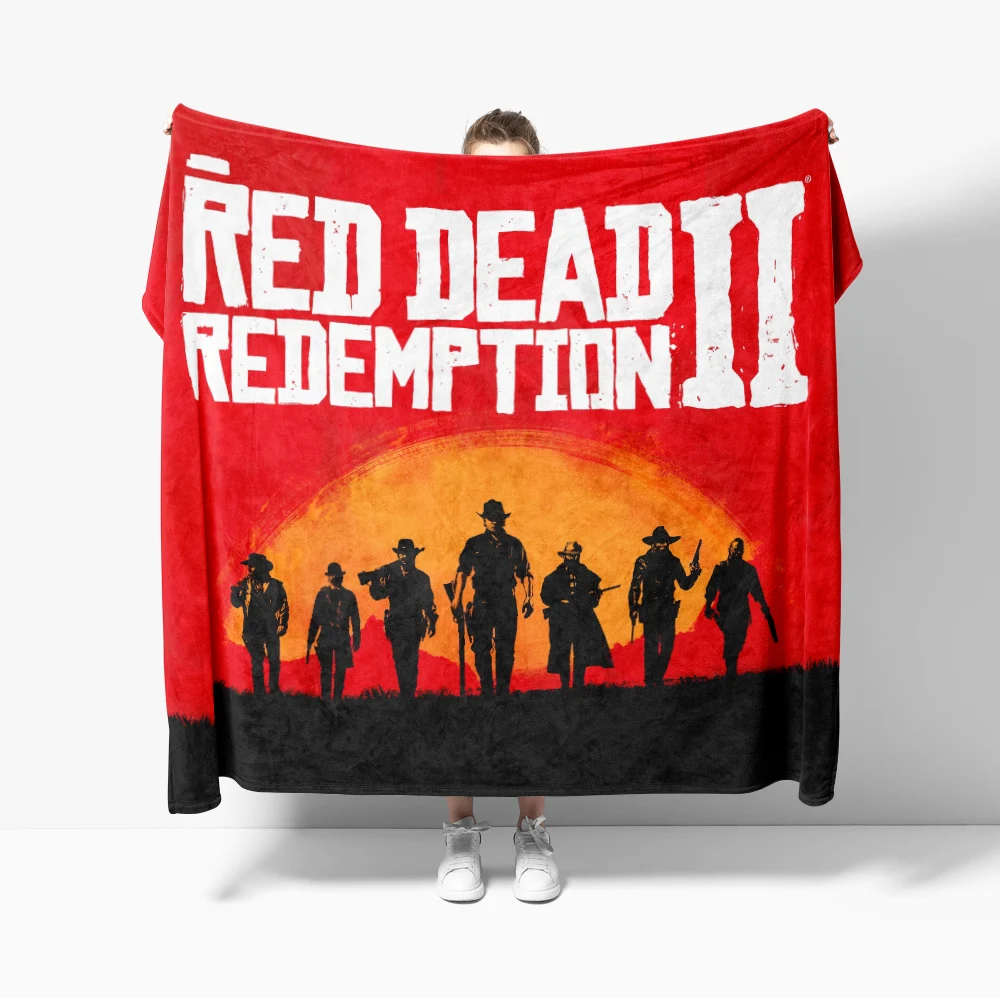 Red Dead Redemption 2 Throw Blanket Game Poster RDR2 Map Blankets Soft Warm Flannel Bedding for Bed Living Room Home Sofa