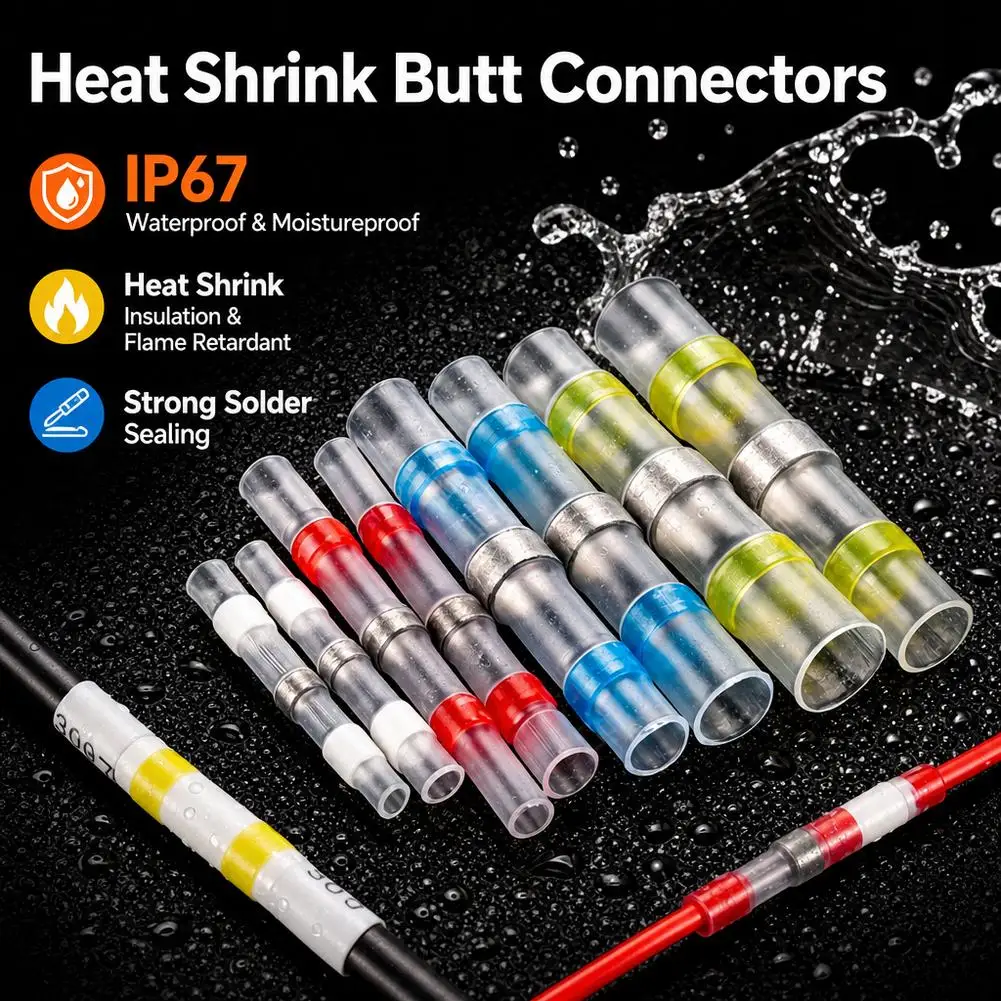 20pcs Solder Seal Heat Shrink Wire Connectors Wire Connector Terminal for Auto Marine Electrical Wiring IP67 Waterproof 2026