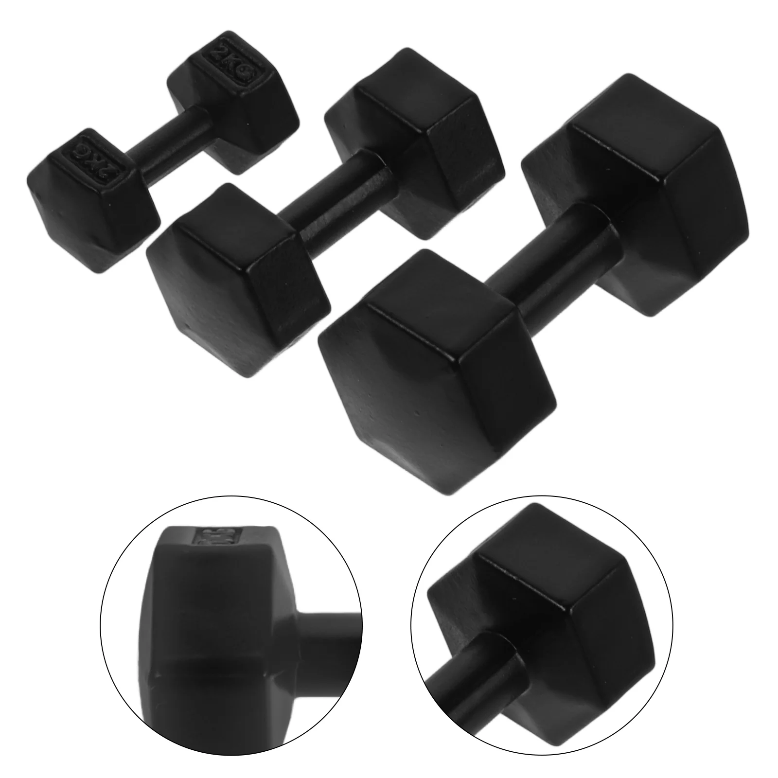 3 Pcs Dollhouse Dumbbell Model Dumbbells Miniature Fitness Barbell Halloween Black Photo Booth Prop Baby