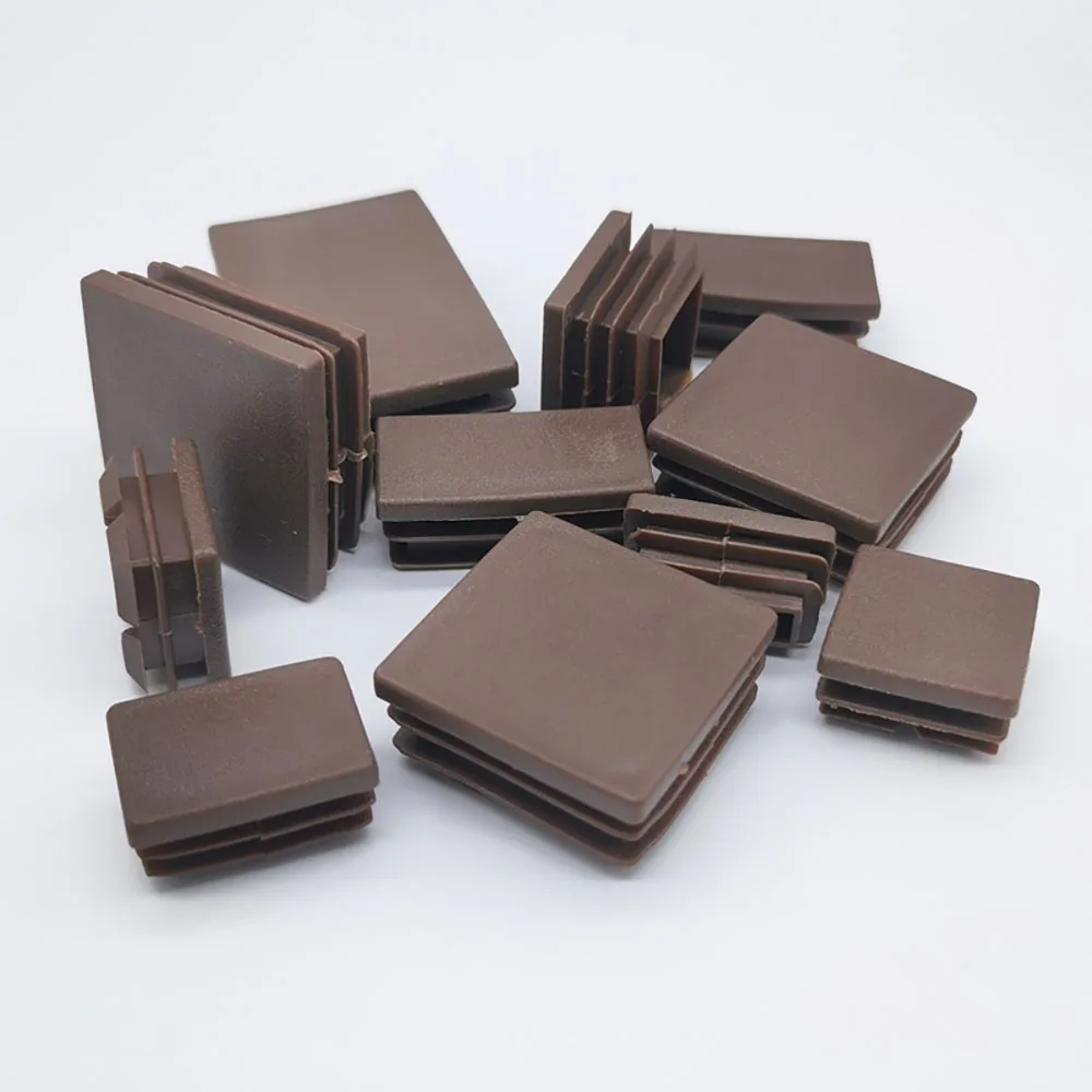 4-8pcs Brown Plastic Square/Round Steel Tube Blanking End Cap Pipe Inner Plug Dust Cover Table Chair Leg Bumper Floor Protector