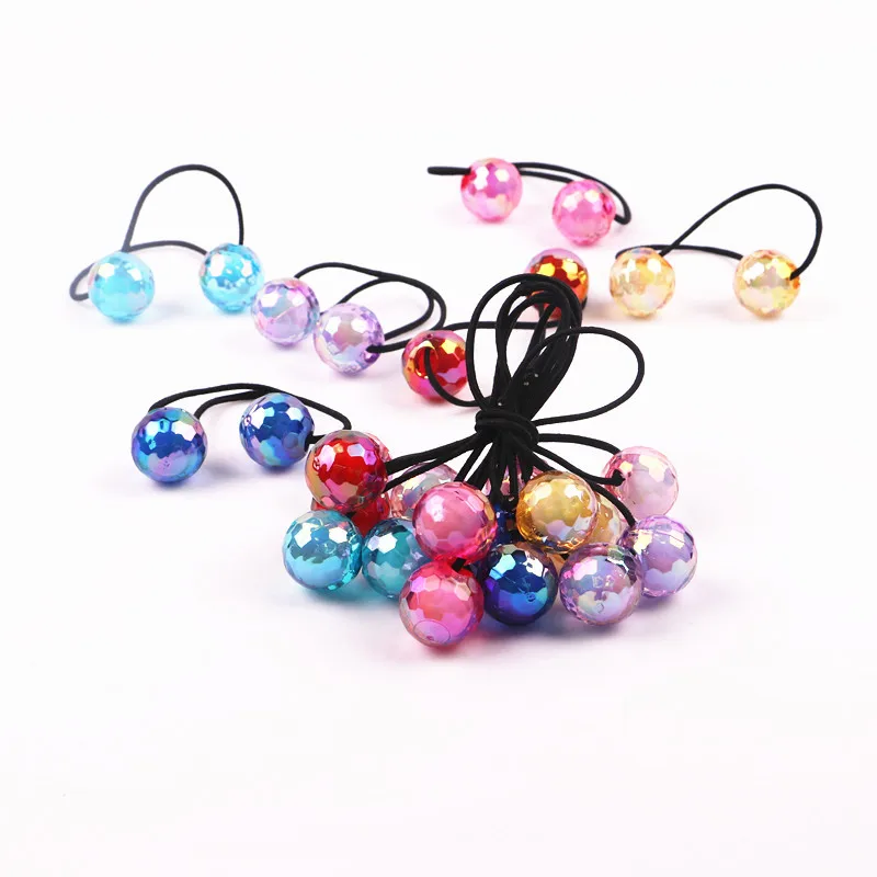 2pcs/lot Korean children\'s hair accessories wholesale cartoon colorful ball hair ring hair rope rubber band head hair rope