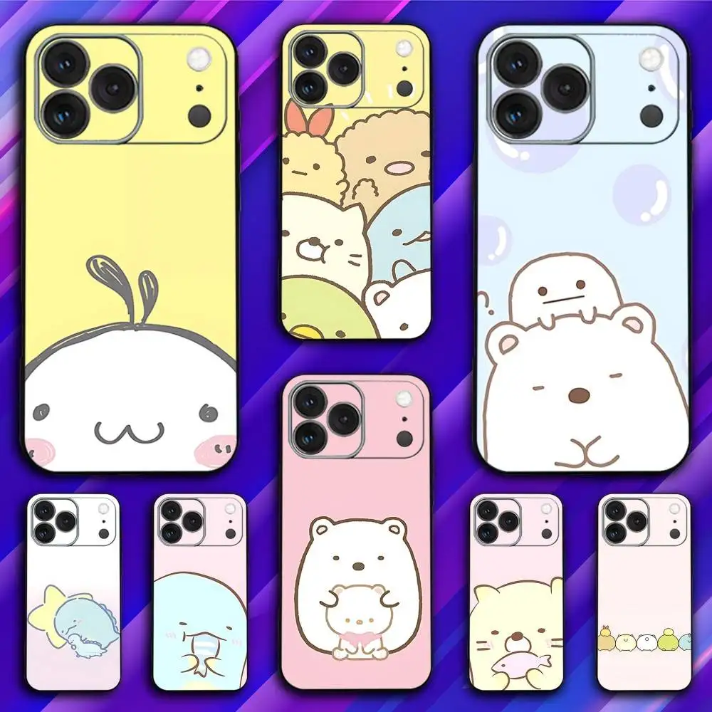 

S-Sumikko Kawaii Gurashis Phone Case For iPhone 17,16,15,14,13,12,11,Pro,Max,Plus,X,XS,SE4,E,Mini,Soft Black Case