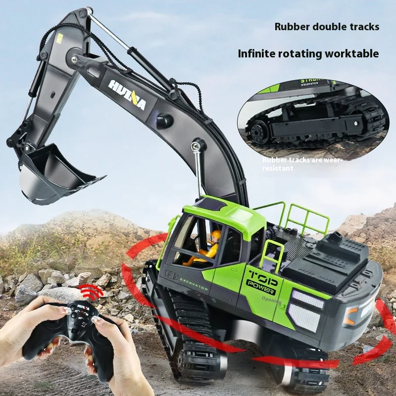 Neues Produkt 13-Kanal-Simulation Fernbedienung Legierung Dai Bagger 1:18 mit Rauchbagger Hakenmaschine Kinderspielzeug