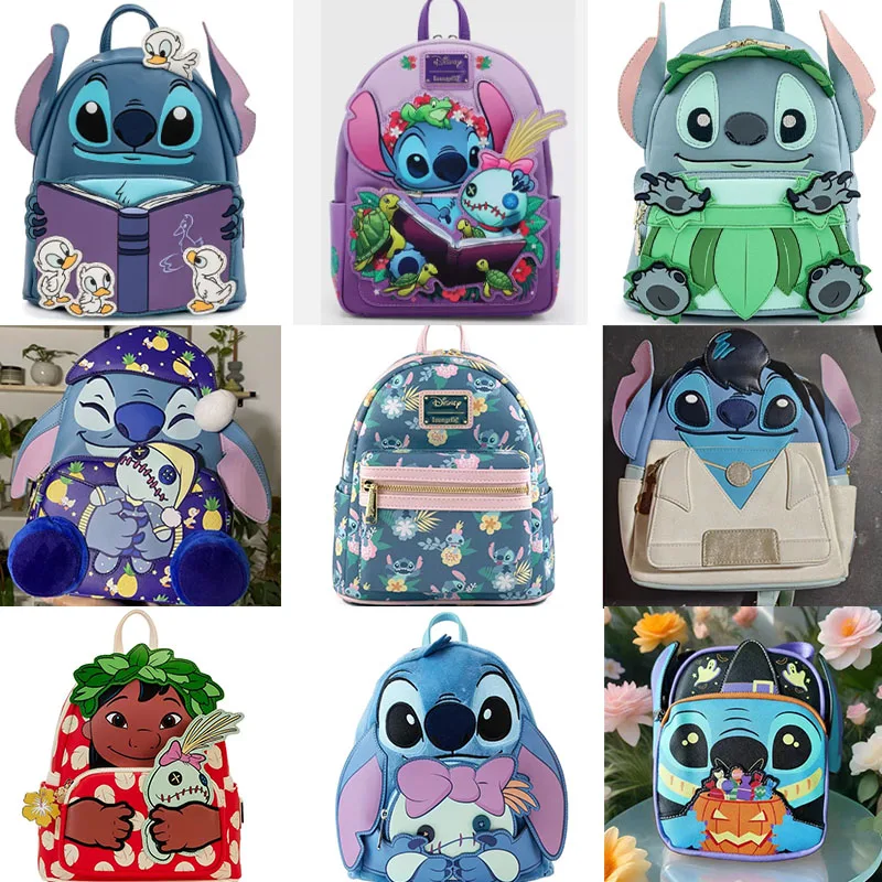 

Loungefly Disney 2025 In Stock Stitch Mini Travel Backpack Cute Cartoon Character Lady Bag Student For Kids Birthdday Gift