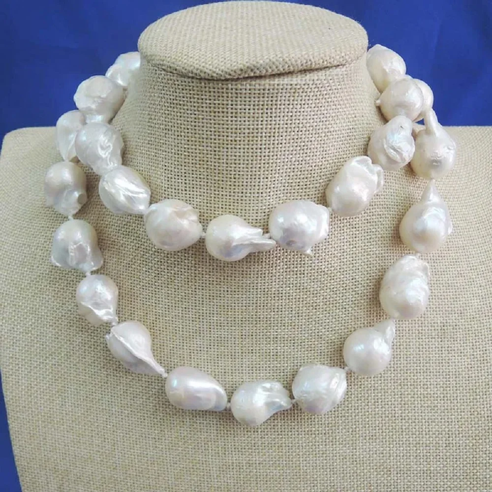 

Natural Baroque Pearl 13-16mm South Sea Baroque Pearl Necklace 925s 16-24 inch