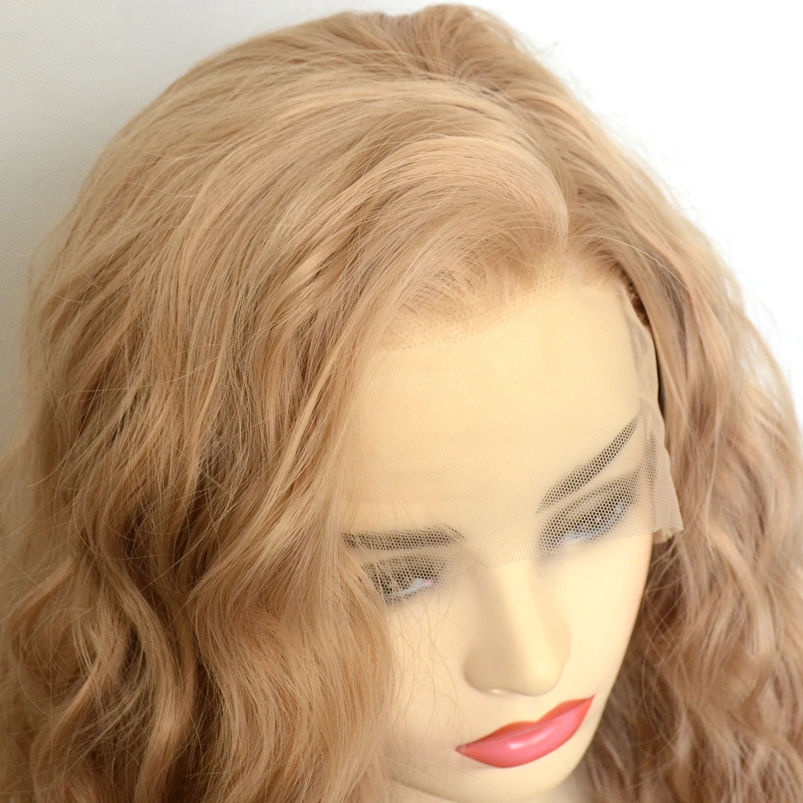 Voguebeauty Honey Blonde Synthetic Lace Front Side Part Curly Wigs Heat Resistant Fiber Natural Hairline Cosplay For Women