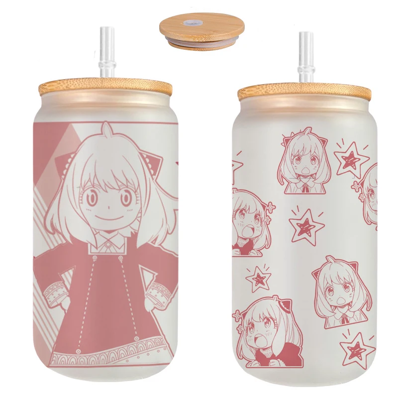 Spy×Family Anime Anya Yor Loid Bond Forger Figuren Cartoon Print Tee Trinkbecher Home Milchstroh Glas Tasse Geschenk 450 ml