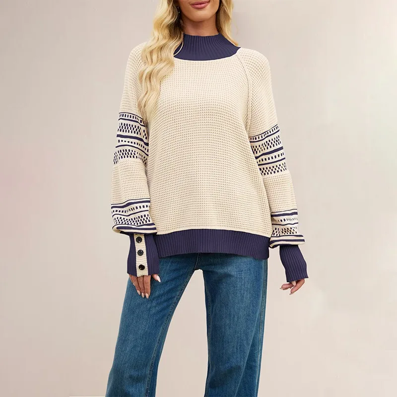 

2025 New Autumn and Winter Vintage Matching Loose Sweaters for Women Long Sleeve Oversize Knit Pullover Tops Collage Sweater