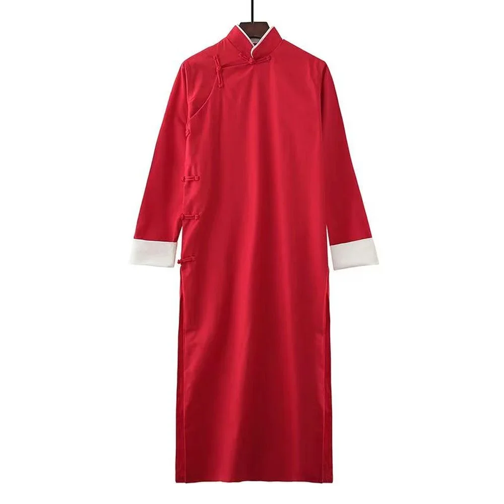 الرجال خندق معطف ربيع الخريف سترة طويلة معطف الكونغ فو Vintage النمط الصيني رداء طويل الطفل الكبار عبر الحديث ازياء