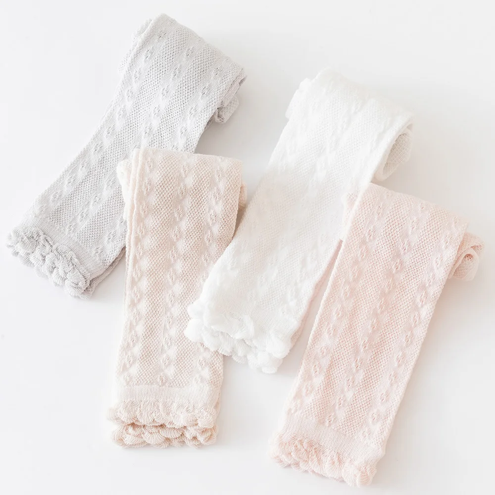 Children Summer Mesh Cotton Leggings Girl Kid White Pants Toddler Baby Colorful Bow Long Ribbed Tights Trousers 2023 Pantyhose view 2