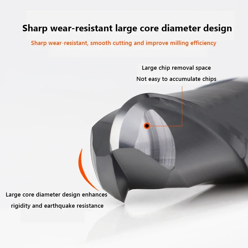 Tungsten Carbide Ball Nose End Mill HRC70 CNC Milling Tool 2 Flute R0.5 2 4 6 8 10mm Metal Cutter - Image 4