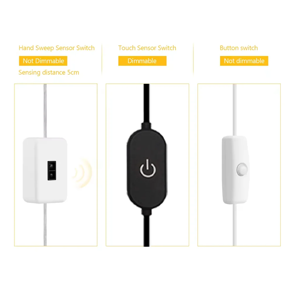 USB DC 5V COB LED Strip Light 320leds/m 1-5M Hand Scan / Dimmable Touch Sensor Switch/ Push Switch for WardrobeTV Mirror Kitchen