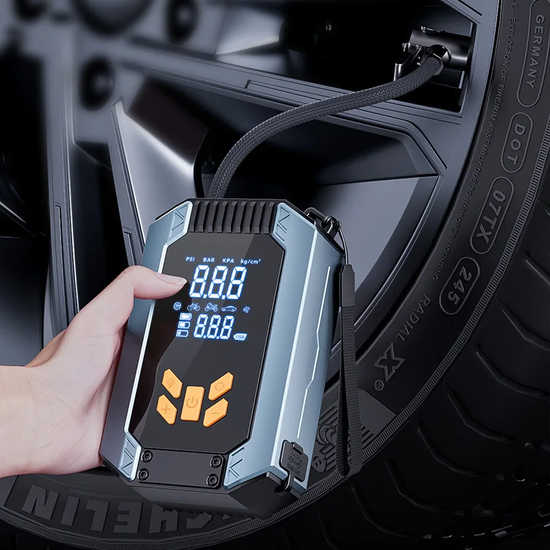 4 in 1 Portable Jump Starter 12V with Air Compressor, 1500A Peak Car Battery Booster, Tire Inflator with Digital Gauge, Emergenc view 6