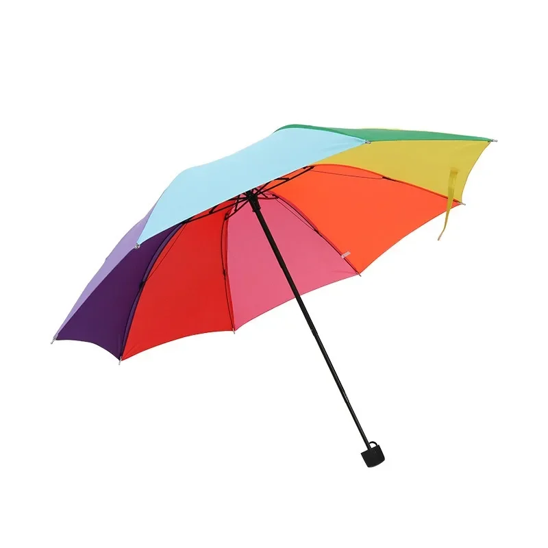 10 Bone Creative Rainbow Umbrella Foldable Sunny And Rainy Dual-use Sunscreen And Windproof Parasol Outdoor Travel Big Umbrella