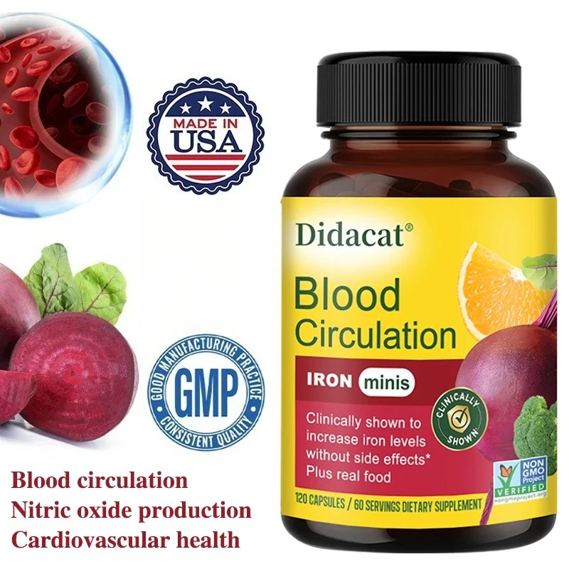 Blood Circulation Supplement - Beetroot Capsules, Nitric Oxide Production, Leg Veins, Heart, Vascular & Cardiovascular Health
