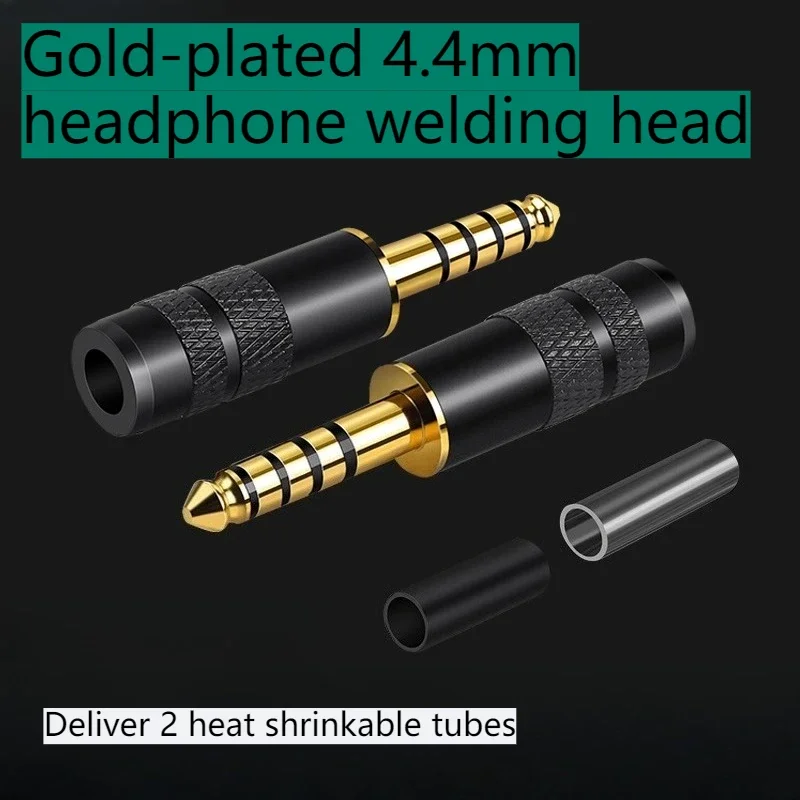 

4.4mm TRRRS 5-Pole Headphone Plug, DIY Repair Solder Connector, Balanced Hifi Audio Jack with Mic, Gold-Plated Straight Plug