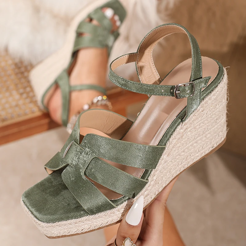 

ZOOKERLIN Women Shoes Wedges Sandals Women 2024 Summer Buckle Strap Gladiator Shoes For Woman Fashion Platform Sandalias Mujer