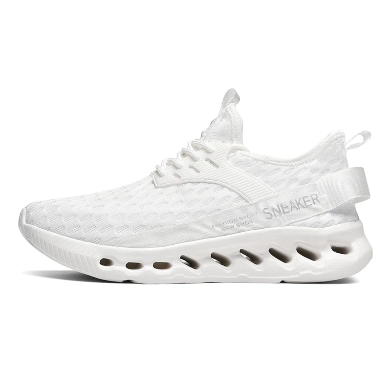 Gran oferta de zapatillas informales blancas, zapatos de hoja para hombre y mujer, talla grande 46, zapatillas para correr ligeras y transpirables, zapatillas deportivas de tenis de malla para hombre