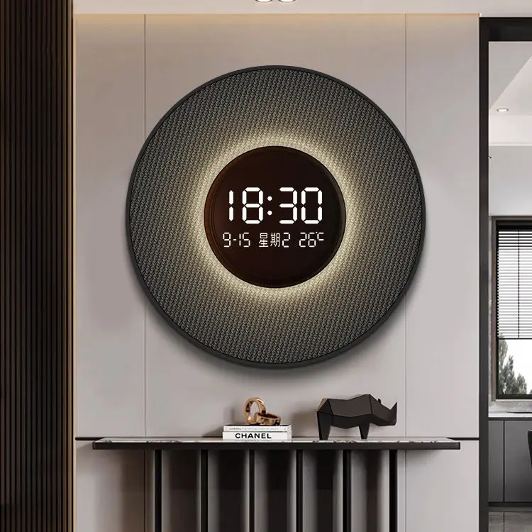 Circular clock living room decorative painting digital display entrance electronic clock LED restaurant clock hanging picture