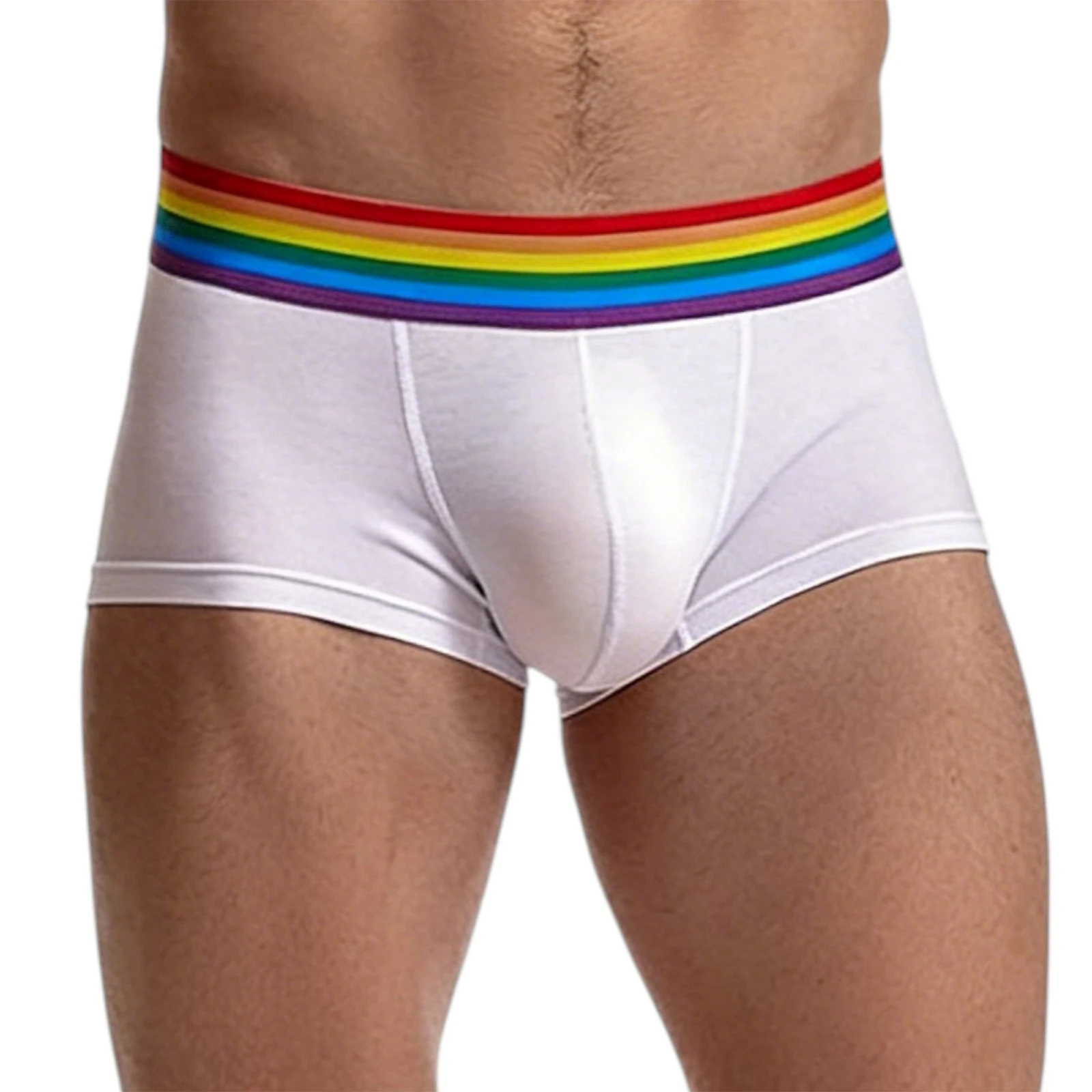 

Мужские дышащие трусы-боксеры с низкой посадкой, модные трусы с радужным поясом, удобное и дышащее мужское нижнее белье, мужские трусы
