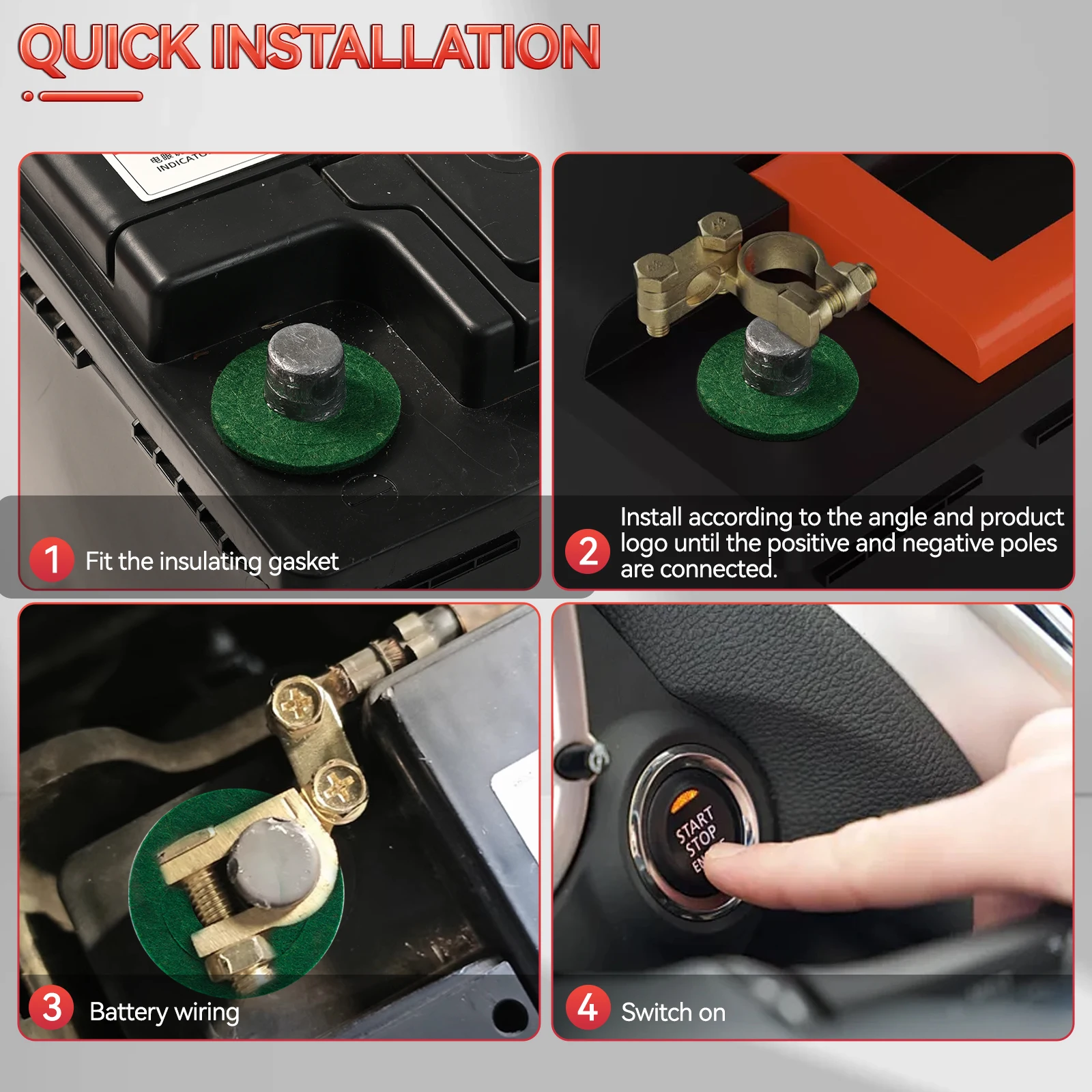 

Универсальные зажимы для подключения клемм автомобильного аккумулятора из чистой латуни с верхней стойкой и шайбой для автомобиля, фургона, каравана